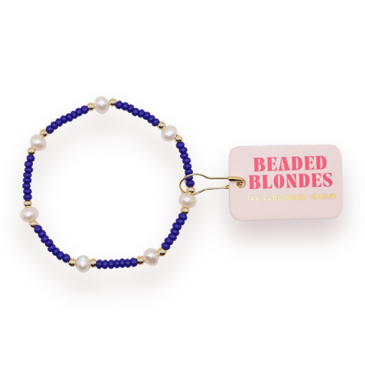 Cobalt Pearl Beaded Bracelet