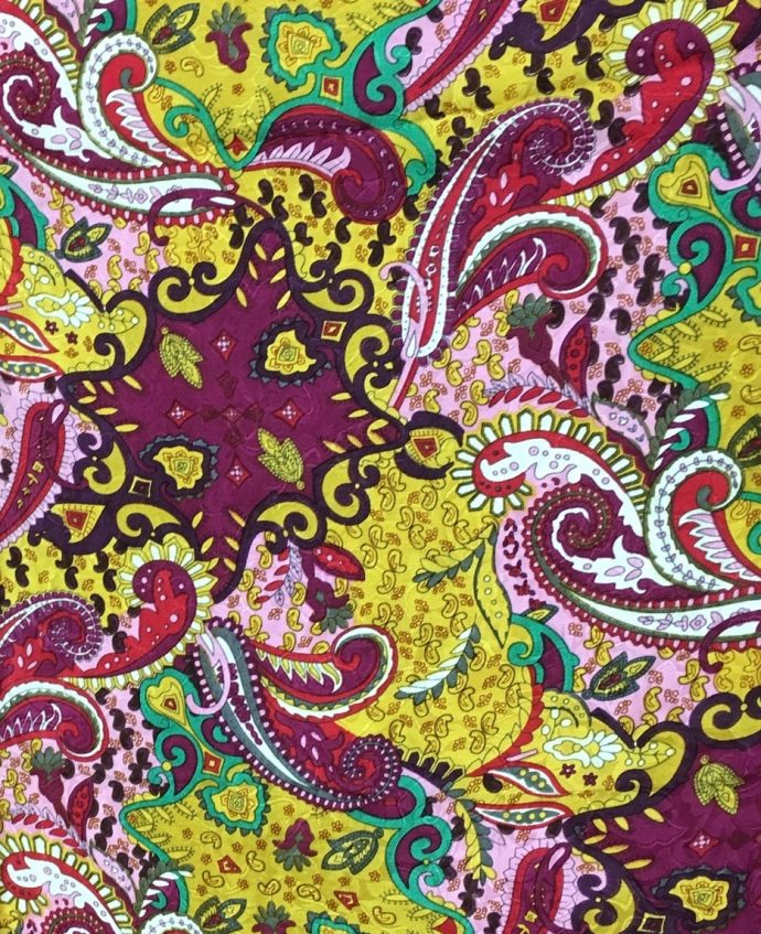 20" Paisley Lemon Berry Silk Scarf