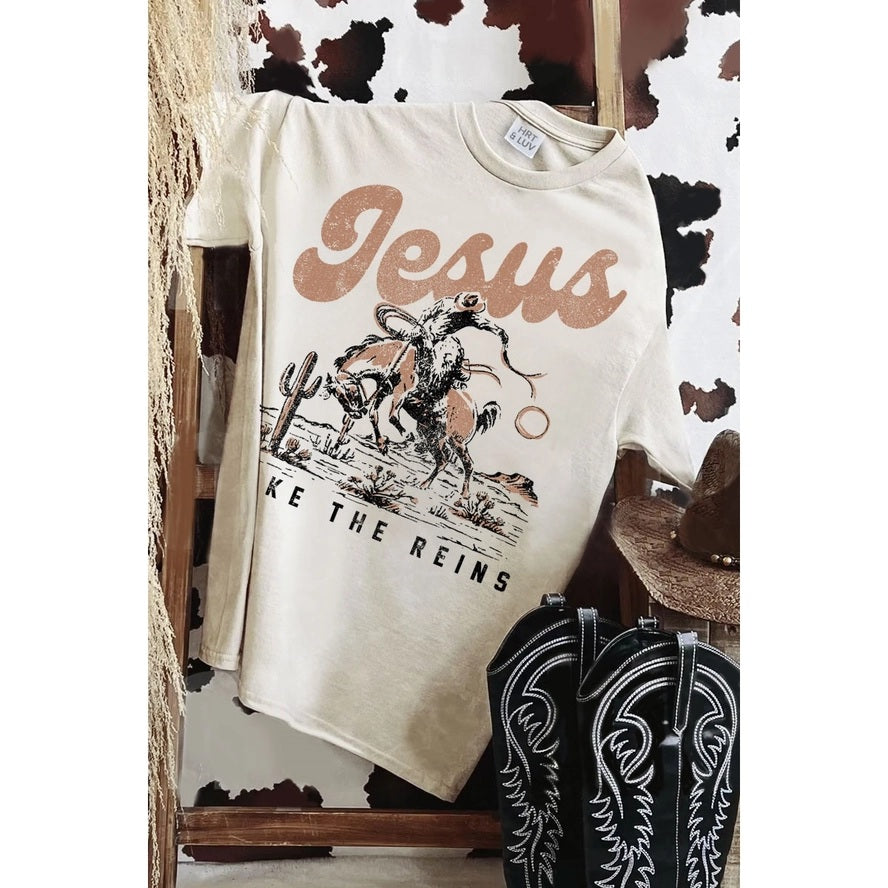 Jesus Take the Reins Tee Ivory