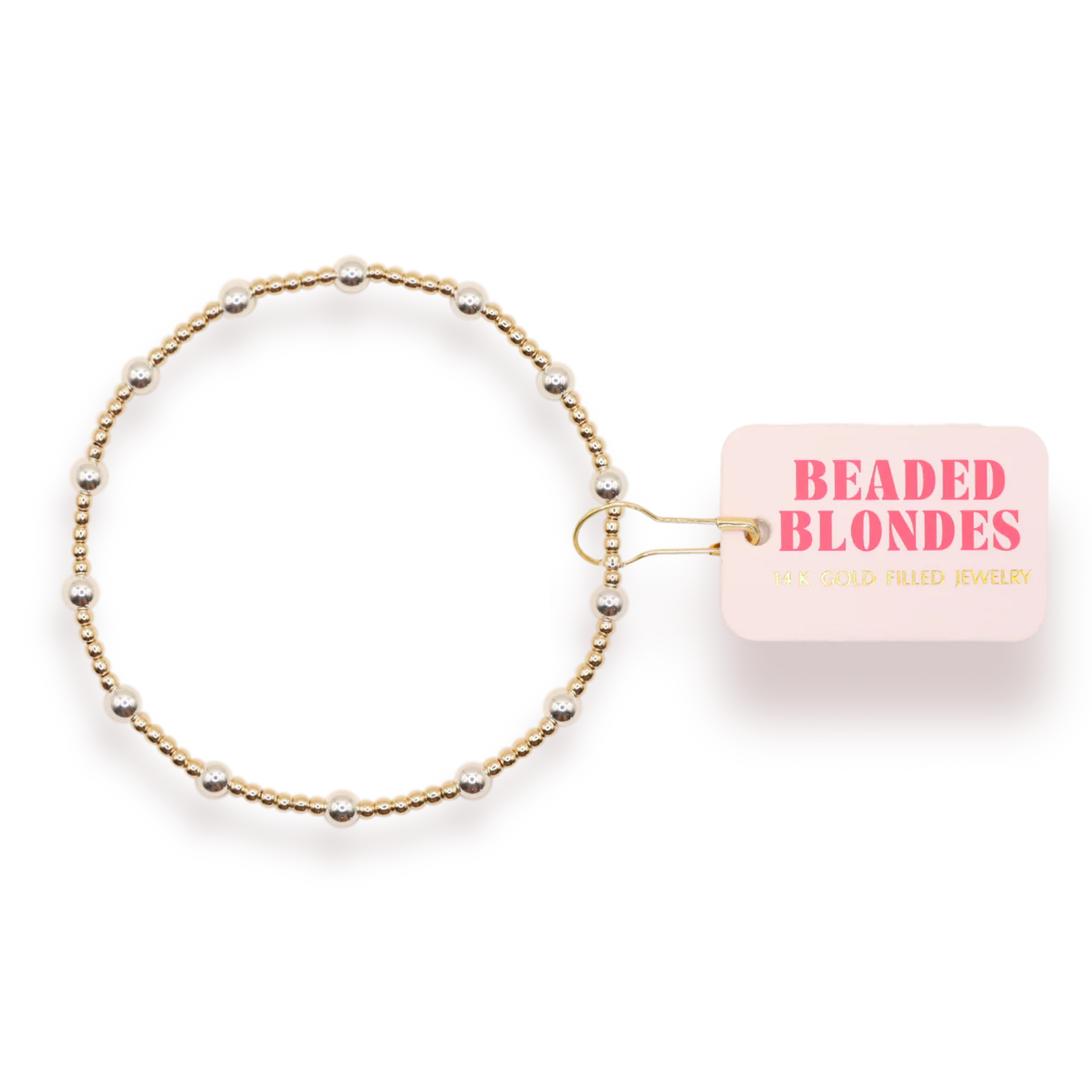 Beaded Blondes June Petite Bracelet – Gold & Silver Stretch Bracelet for Women