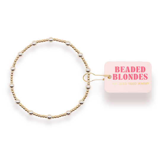 Beaded Blondes June Petite Bracelet – Gold & Silver Stretch Bracelet for Women