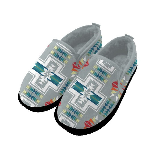 Nativo Gray Heel Wrap Fleece Slippers