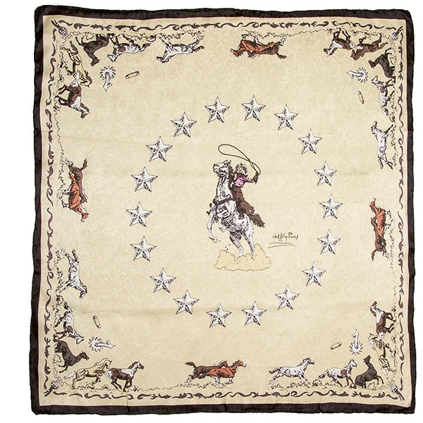 Wyoming Traders 34.5" Limited Edition Mustang Ivory Silk Scarf