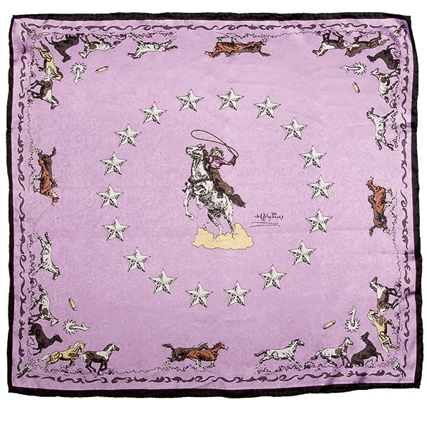 Wyoming Traders 34.5" Limited Edition Mustang Lavender Silk Scarf
