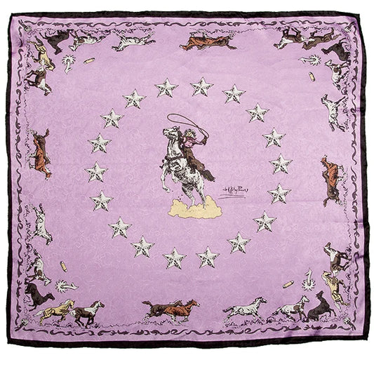 Wyoming Traders 34.5" Limited Edition Mustang Lavender Silk Scarf