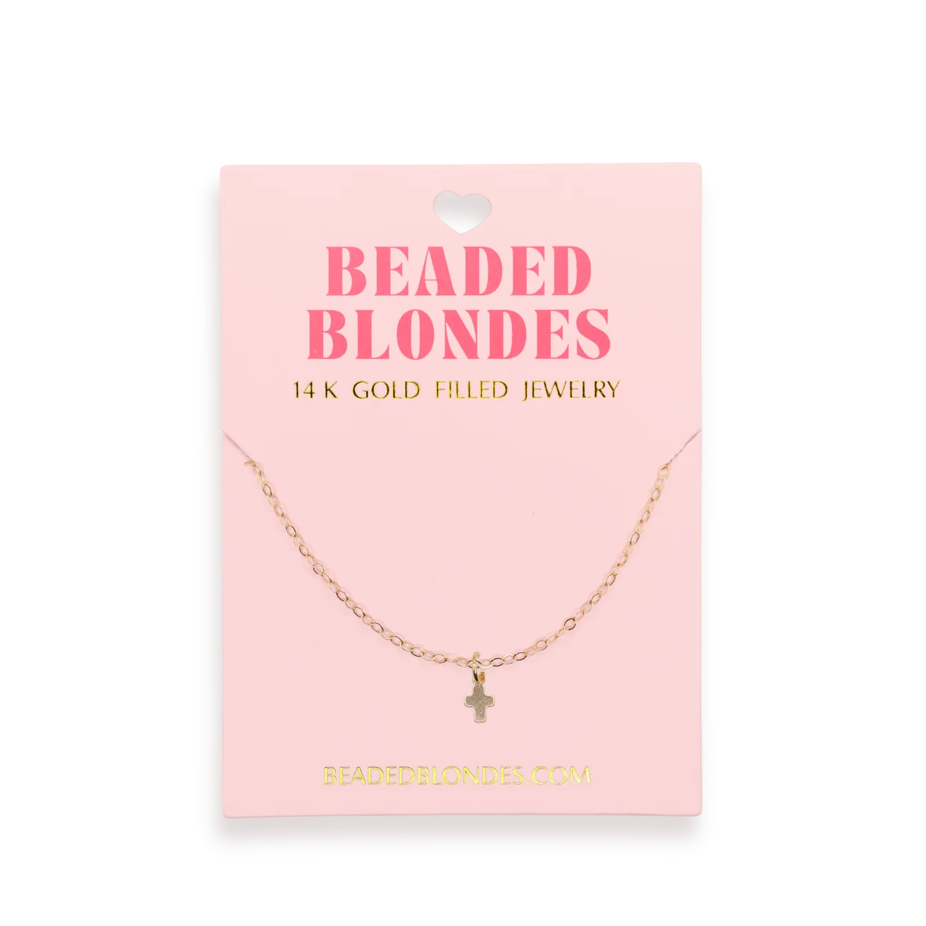Beaded Blondes Mini Cross Charm on Chain Gold Necklace for Women