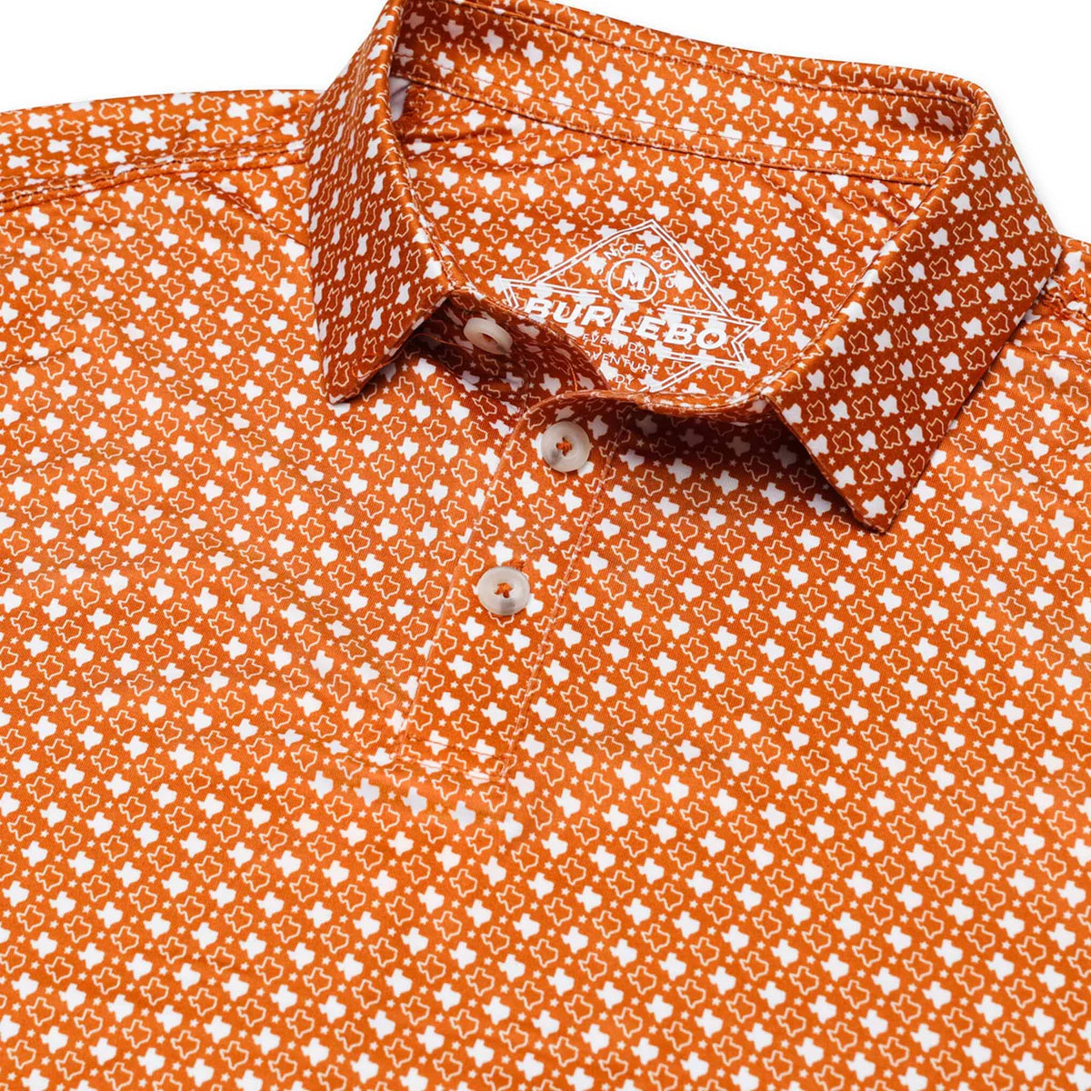 Burlebo Texas Orange & White Performance Polo – Men’s Athletic Polo Shirt