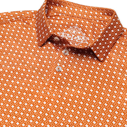 Burlebo Texas Orange & White Performance Polo – Men’s Athletic Polo Shirt