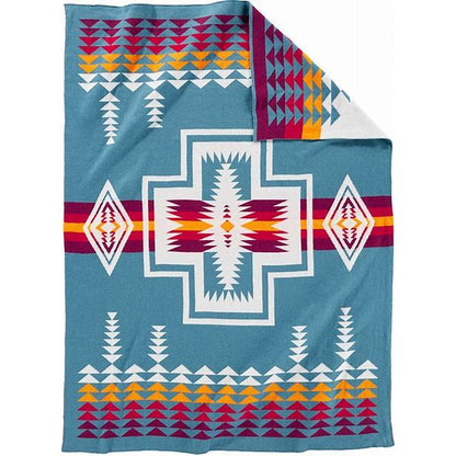 Pendleton Knit Baby Blanket with Beanie- Harding Teal