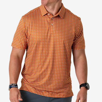 Burlebo Texas Orange & White Performance Polo – Men’s Athletic Polo Shirt