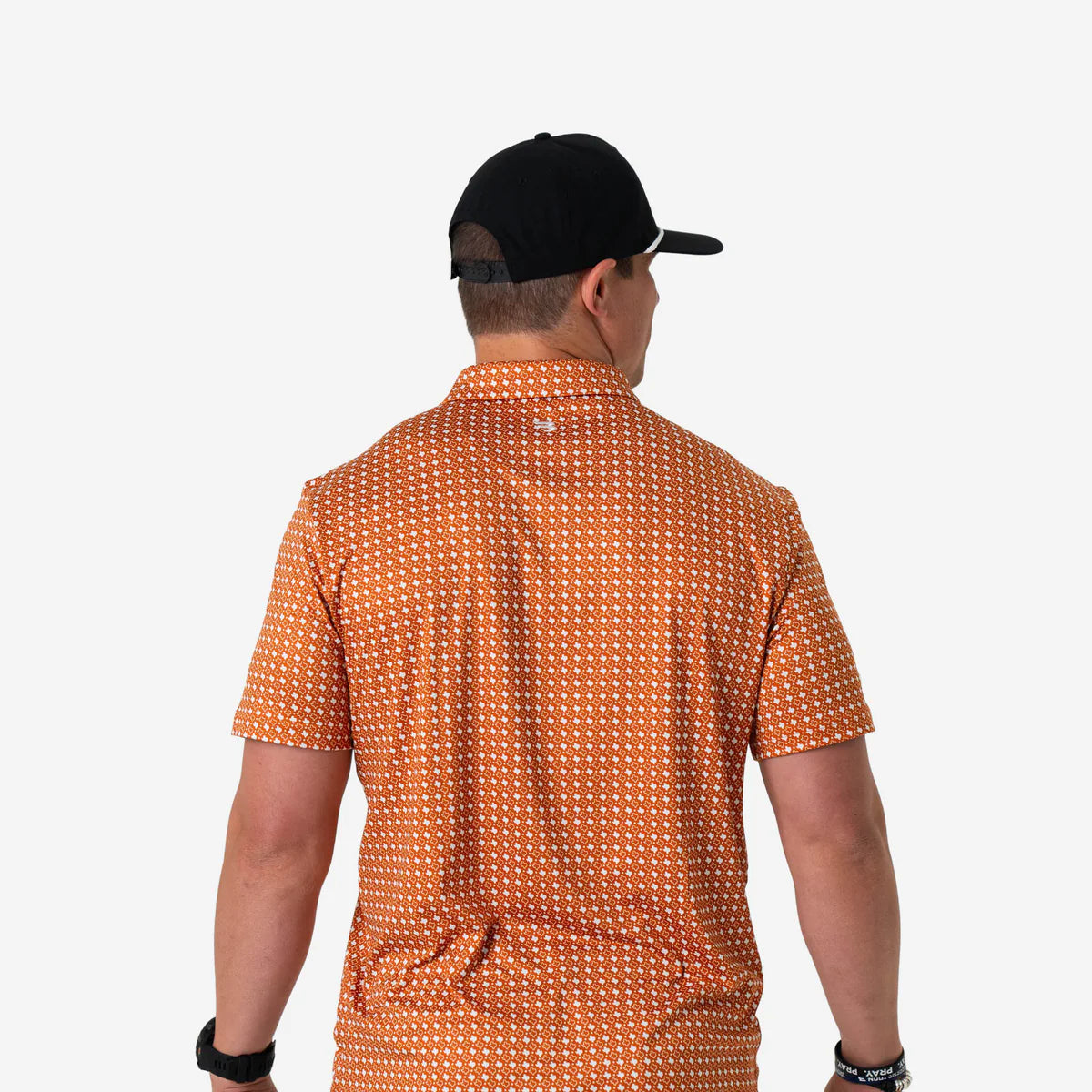 Burlebo Texas Orange & White Performance Polo – Men’s Athletic Polo Shirt