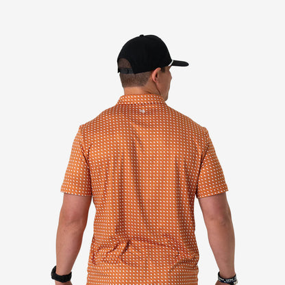 Burlebo Texas Orange & White Performance Polo – Men’s Athletic Polo Shirt