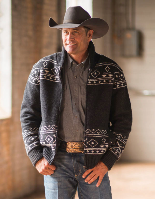 MENS QUINN CHARCOAL ZIP SWEATER JACKET