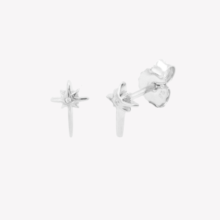 Silver Adoring Star Stud Earrings