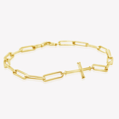 Gold Chain Breaker Cross Bracelet