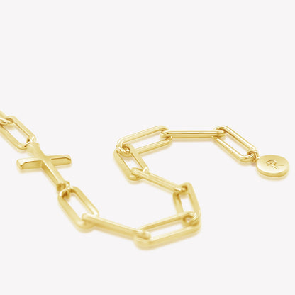 Gold Chain Breaker Cross Bracelet