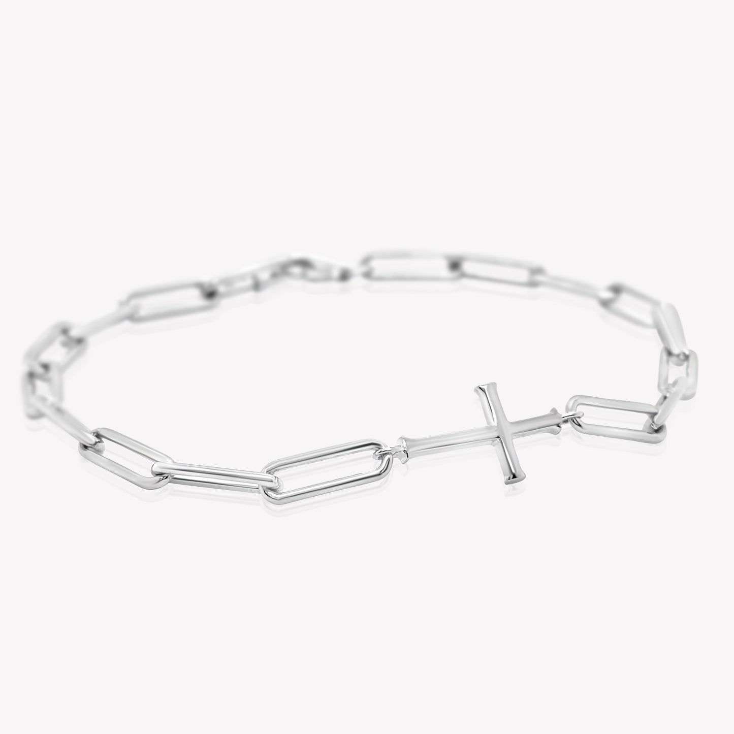 Silver Chain Breaker Cross Bracelet