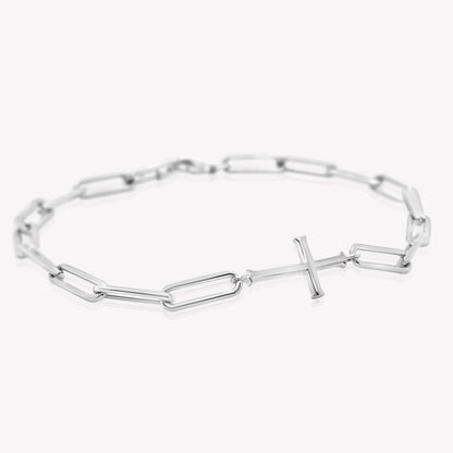 Silver Chain Breaker Cross Bracelet