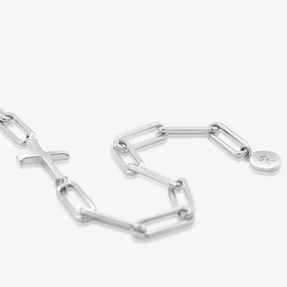Silver Chain Breaker Cross Bracelet