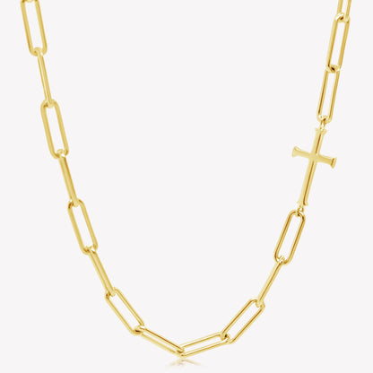 Gold Chain Breaker Cross Necklace