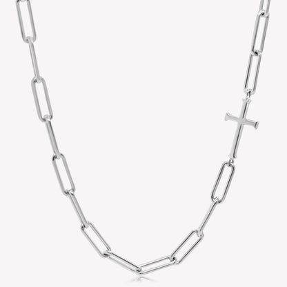 Silver Chain Breaker Cross Necklace
