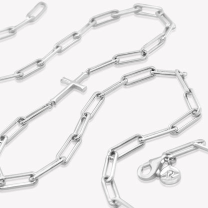 Silver Chain Breaker Cross Necklace