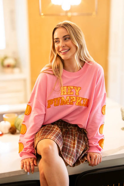 Grace & Emma Hey Pumpkin Pink Long-Sleeve Top