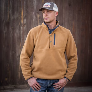 MENS WREN PULLOVER - CAMEL/ NAVY