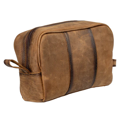 STS Ranchwear Foreman Leather Shave Kit – Genuine Leather Travel Toiletry Bag