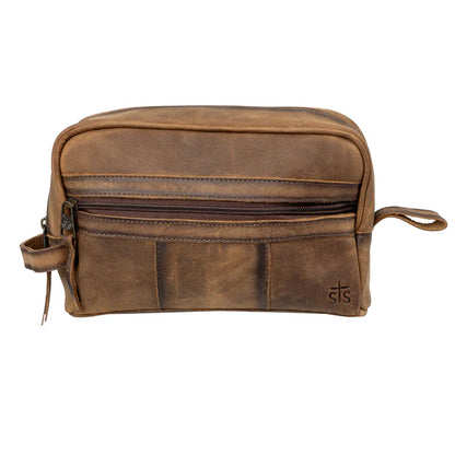 STS Ranchwear Foreman Leather Shave Kit – Genuine Leather Travel Toiletry Bag