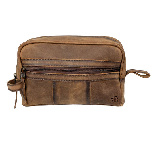 STS Ranchwear Foreman Leather Shave Kit – Genuine Leather Travel Toiletry Bag