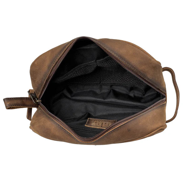 STS Ranchwear Foreman Leather Shave Kit – Genuine Leather Travel Toiletry Bag