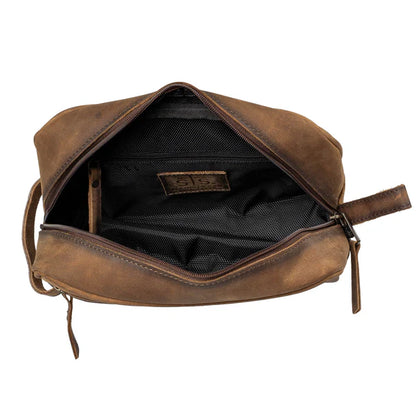 STS Ranchwear Foreman Leather Shave Kit – Genuine Leather Travel Toiletry Bag