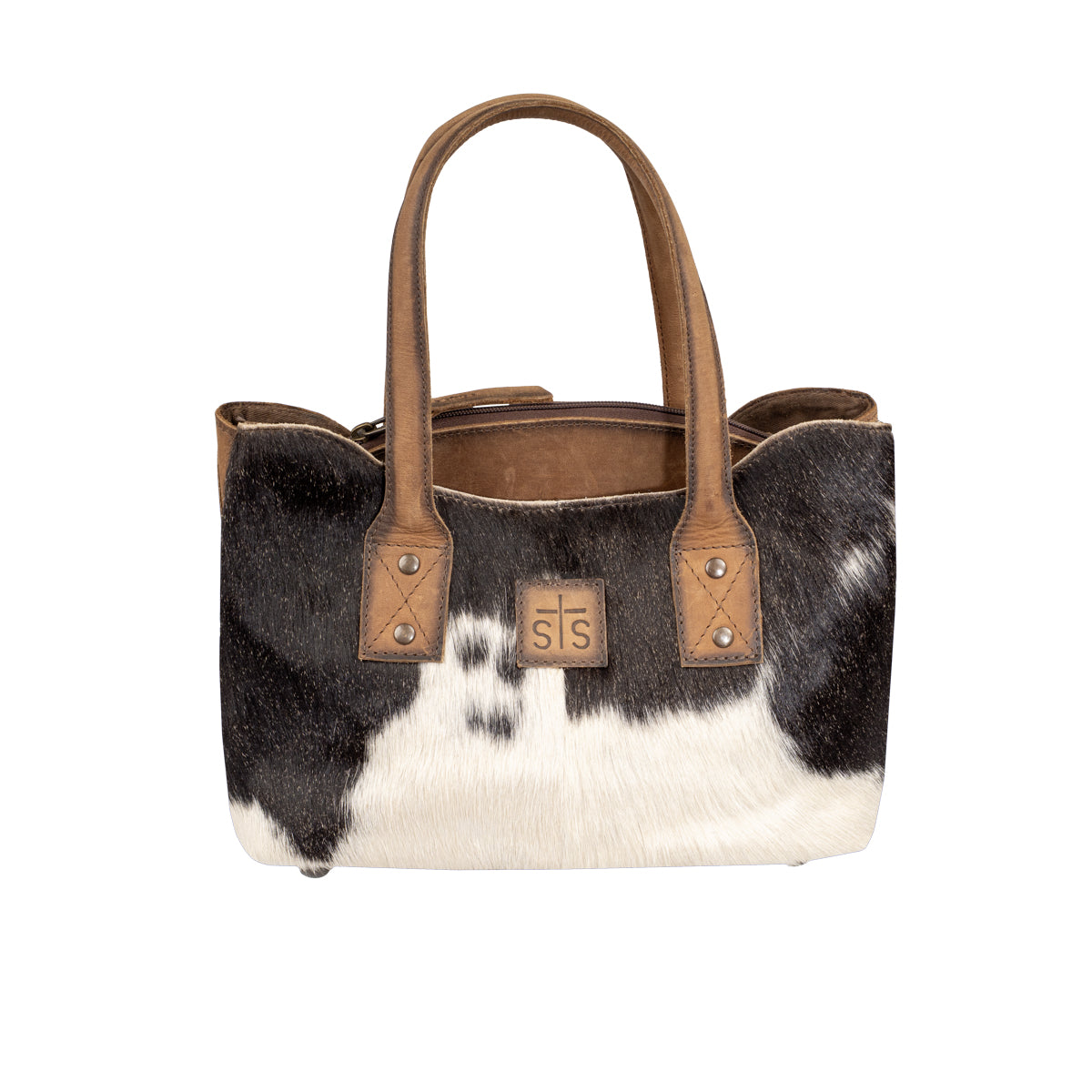 quote "Be Strong, Be Real, Be True to Who You Are." inside STS Ranchwear Cowhide Josie Satchel Jennifer Smith STS Ranch