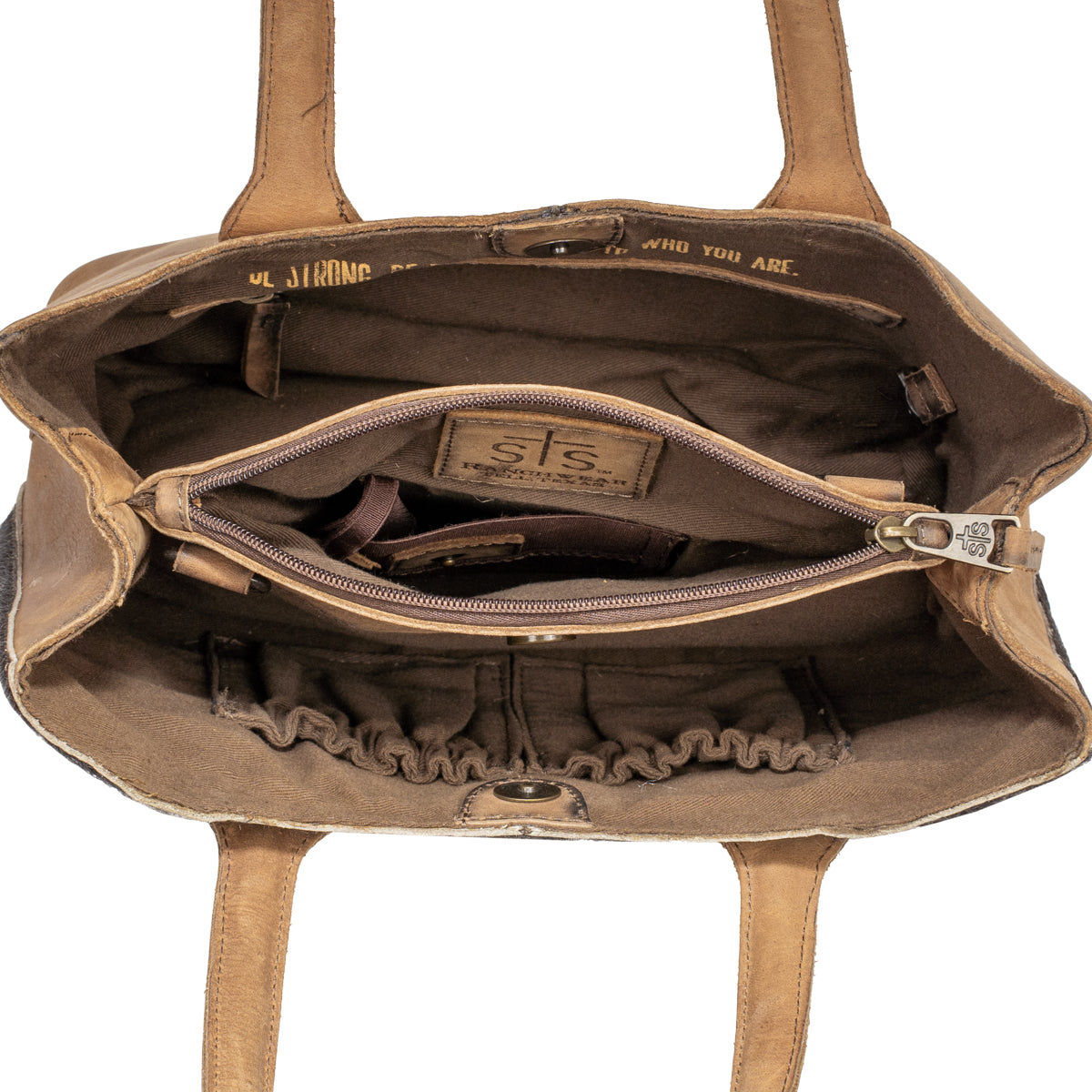 interior view STS Ranchwear Cowhide Josie Satchel Jennifer Smith STS Ranch