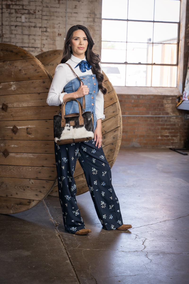 quote "Be Strong, Be Real, Be True to Who You Are." inside STS Ranchwear Cowhide Josie Satchel Jennifer Smith STS Ranch