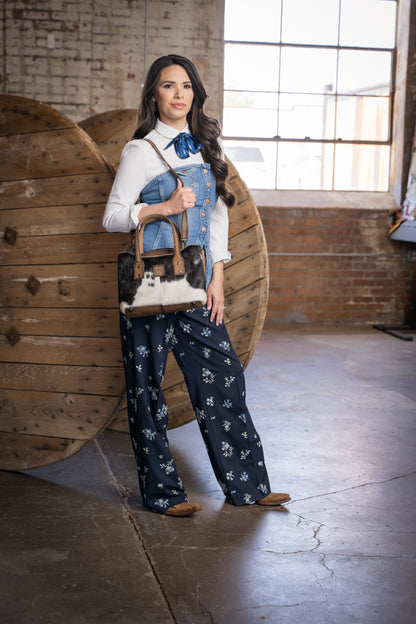 quote "Be Strong, Be Real, Be True to Who You Are." inside STS Ranchwear Cowhide Josie Satchel Jennifer Smith STS Ranch