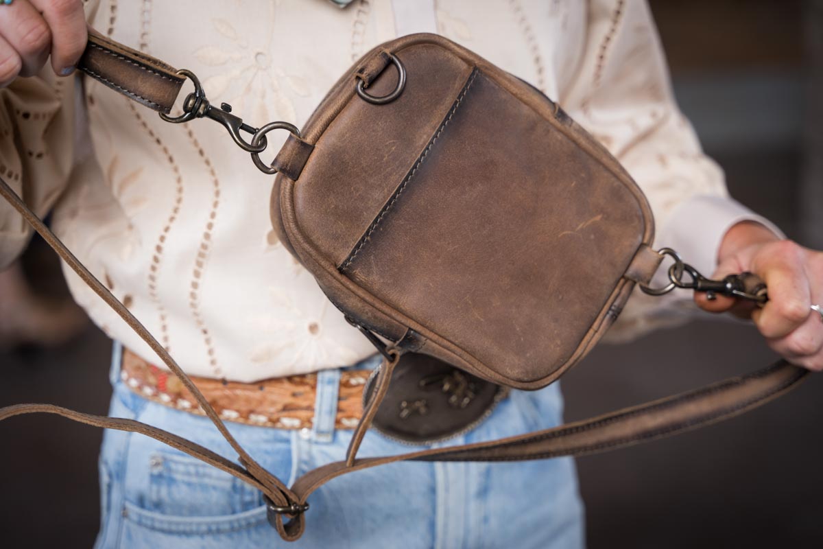 STS Ranchwear Baroness Auzlyn Leather Crossbody Bag Jennifer Smith STS Ranchwear model displaying back