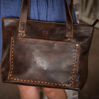 STS Ranchwear Bandera Chocolate Simple Leather Tote Bag
