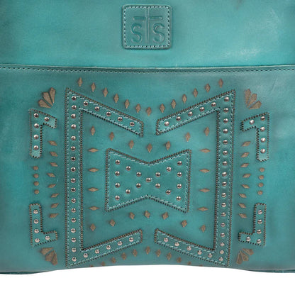 Close-up of Olivia crossbody showing geometric stud detailing