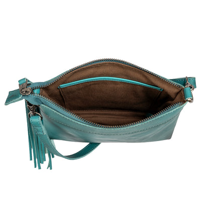 western turquoise handbag interior zipper pocket STS Ranchwear designed by Jennifer Smith STS Ranch front inside pocket view