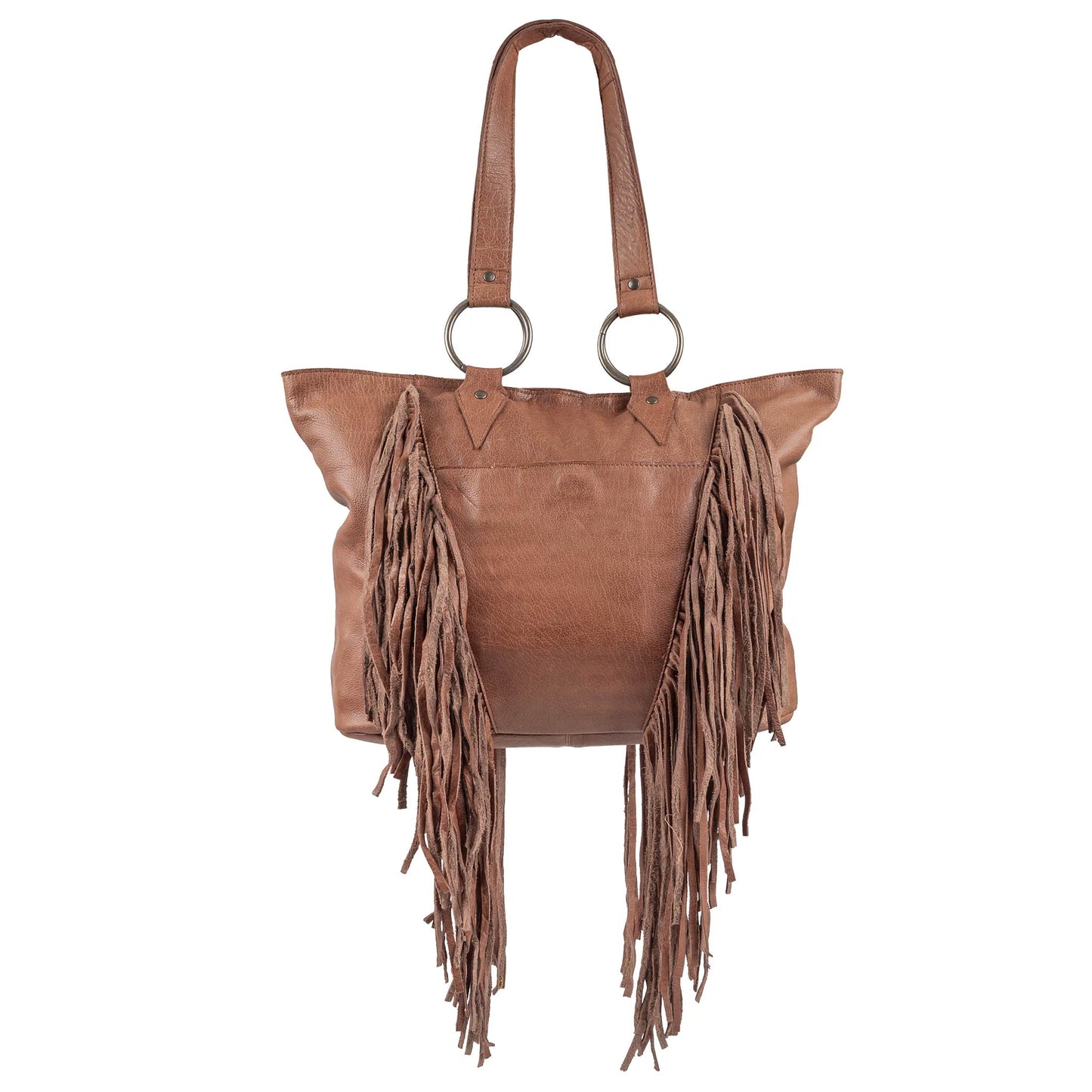 Genuine leather STS Ranchwear cowhide tote with fringe detailing