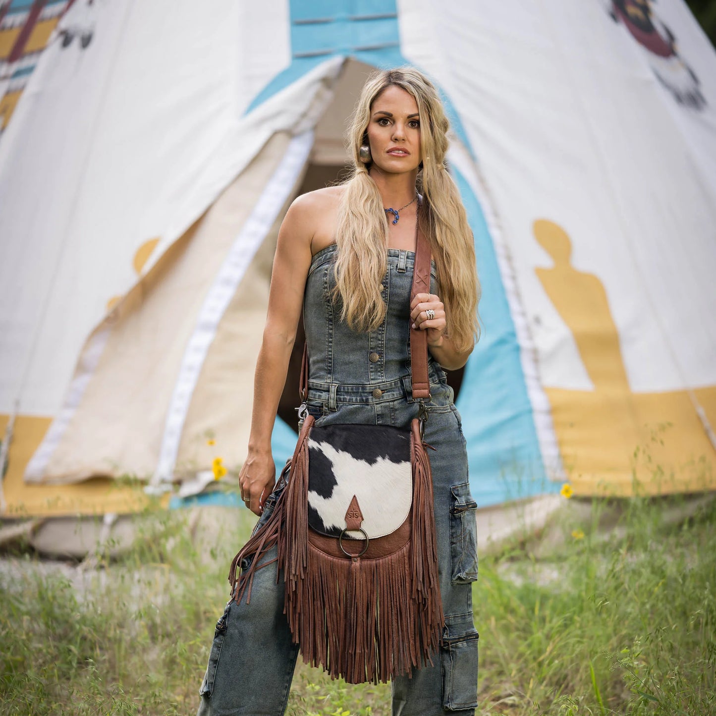 Indie Cowhide Saddle Bag Brown