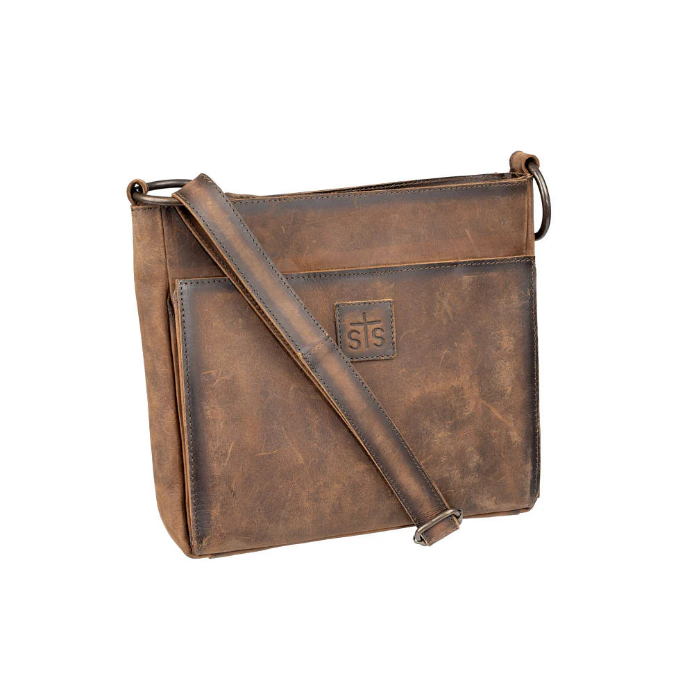 STS Ranchwear Baroness Olivia distressed leather crossbody bag
western leather crossbody purse by STS Ranchwear brown distressed leather western handbag Jennifer Smith STS Ranch front view