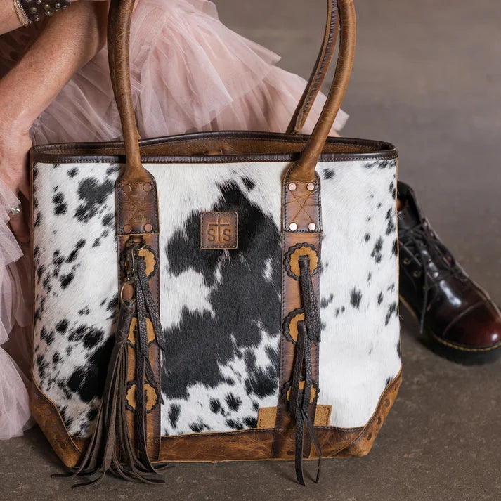 STS Ranchwear Guadalupe Cowhide Palomino Tote Bag