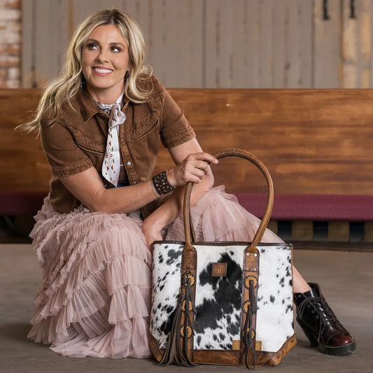 STS Ranchwear Guadalupe Cowhide Palomino Tote Bag