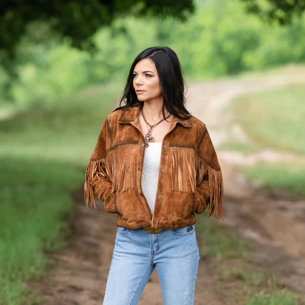 LADIES CALAMITY RUST FRINGE JACKET