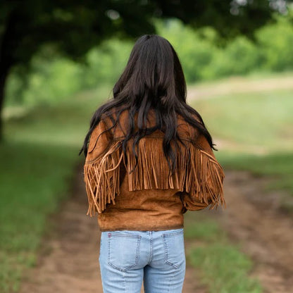 LADIES CALAMITY RUST FRINGE JACKET