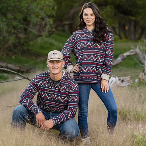 UNISEX SLOANE 1/4 SNAP NAVY AZTEC PULLOVER