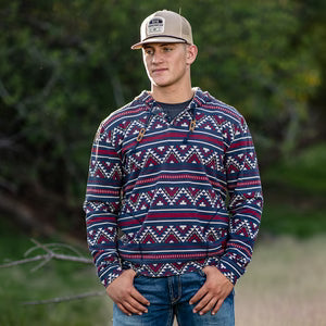 UNISEX SLOANE 1/4 SNAP NAVY AZTEC PULLOVER